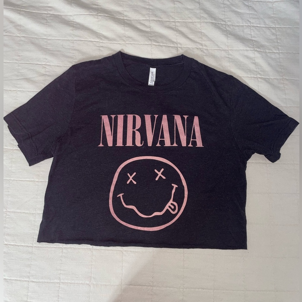 Cut-Off Black and Pink Nirvana T-Shirt Size M